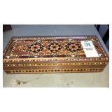 Marquetry wooden desk pen case