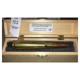 Brass Honcho bullet pen in personalized wood box