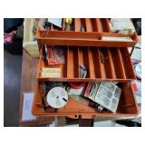 Tackle box & hooks and misc items