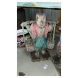 Vintage Wooden Water Carrier Sculptures