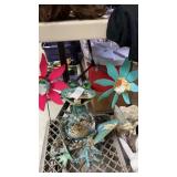 Garden Sculpture Metal Frog & Fairy Pinwheels