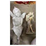 2 VTG Plaster Garden Fairy Sculptures