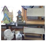 Decorative birdhouses  & variety- 2 shelves lot