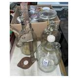 Vintage glass jugs, canisters & vintage bottle