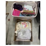 Assorted fabrics, towels and linen