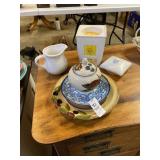 Assorted dishes and candle