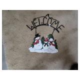 Snow men welcome sign metal
