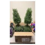 Two 1ft Tall Lighted Window Christmas Trees