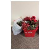 Two Bags of Faux Poinsettias and Other Flowers