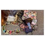 VTG Crazy Quilt Collar, fabric clutch purses,
