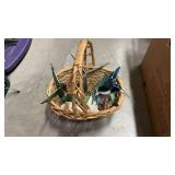 Basket of Stained Glass Hummingbird Suncatchers