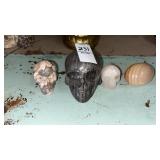 3 Small Agate Skull Paperweights