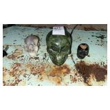 3 Small Agate Skull Paperweights