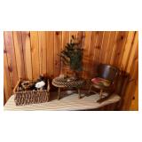 Country Decor, rush basket&bears, footstool,