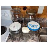 5 Vintage glass jars/ containers