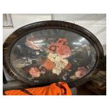 Curved glass oval frame and print