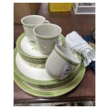 Cream and green country casual stoneware