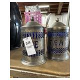 Small coffee and tea metal canisters