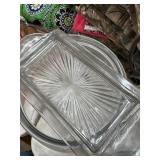 Vase, glass butter dish