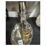 Brass apple bell, and other metal items