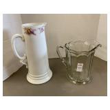 Ceramic and glass pitchers, tallest 13 ï¿½