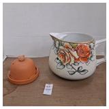 E-OH HAND PAINTED NIPPON pitcher,terra cotta