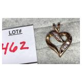 10k diamond heart pendant