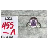 Sterling pink stone & diamond ring