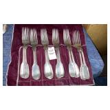 (12) H & W Wilson silver dinner forks- engraved E