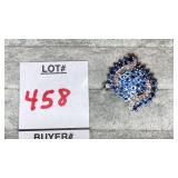 10k sapphire / diamond cluster ring