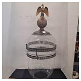 Eagle finial glass lamp post shade, ornate, 29"