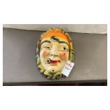 Vintage Chalkware Jester Wall Hanger