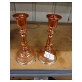 Carnival glass candlesticks