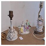Vintage dime store porcelain ladies in dress lamp