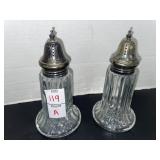 Vintage glass S & P shakers - maybe sterling top?