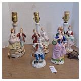 3 Victorian Man and Woman Table Lamp Made in