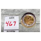 Mens 14k diamond nugget Coin ring