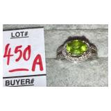 10k peridot / diamond ring