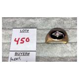 Mens 10k oval onyx & diamond ring