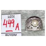 14k pearl diamond ring