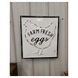 Farm fresh eggs metal sign 18in x 20in.