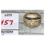 10k yellow & white gold heart band