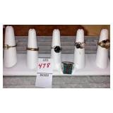 (6) fashion rings - 2 are gold filled