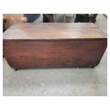 Wooden storage box on wheels 139in. X17.5in x