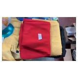 Lot of Red, Yellow, and Black Curtains