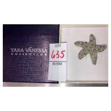Tara Vanessa pearl & rhinestone starfish pin