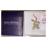 Tara Vanessa rhinestone lizard salamander pin