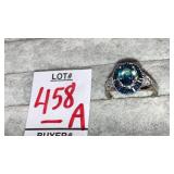 10k blue stone diamond ring