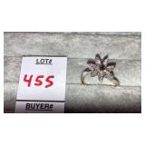 14k chocolate & white diamond flower ring