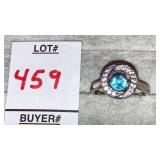 Sterling silver blue stone diamond movable ring